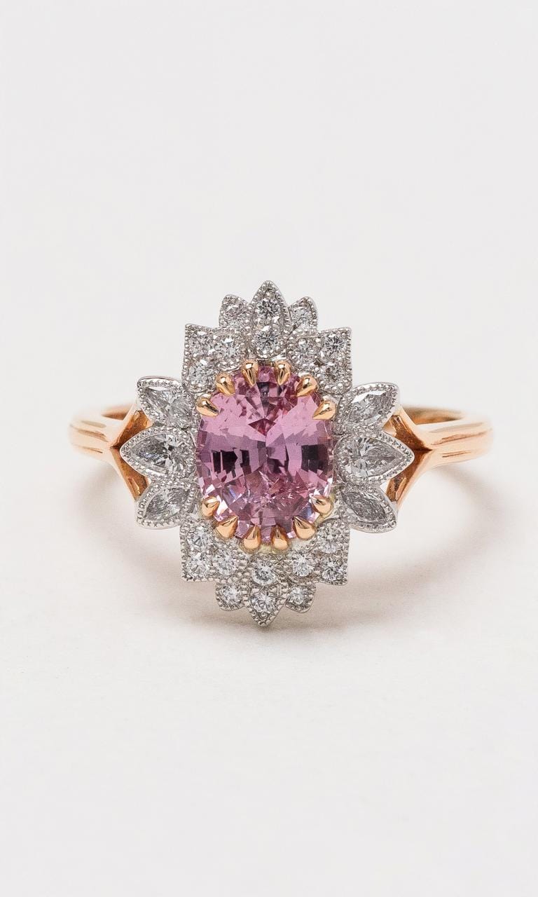 hogans family jewellers 18k rwg oval padparadscha sapphire ring 44181320139064